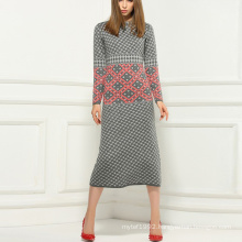 Fashion korean design crew collar maxi dress women